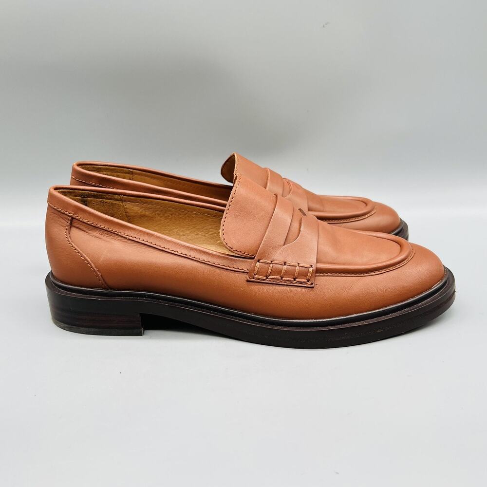 Madewell Shoes Womens 9 Brown Leather Vernon Penny Loafer Flats Slip On Casual